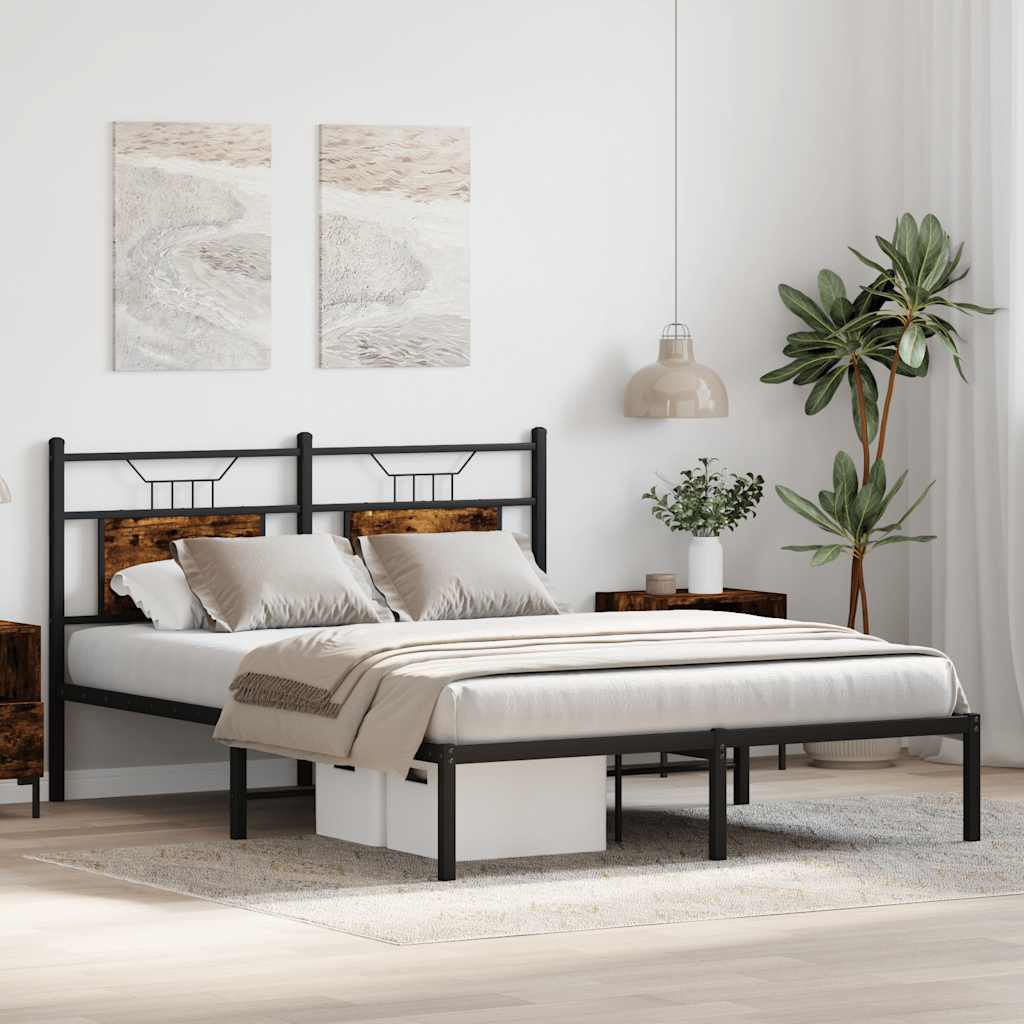 Bedframe zonder matras hout gerookt eikenkleurig 137x190 cm is nu te koop bij PeponiXL, paradijselijk wonen!