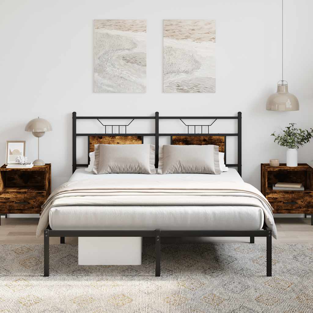Bedframe zonder matras hout gerookt eikenkleurig 137x190 cm is nu te koop bij PeponiXL, paradijselijk wonen!