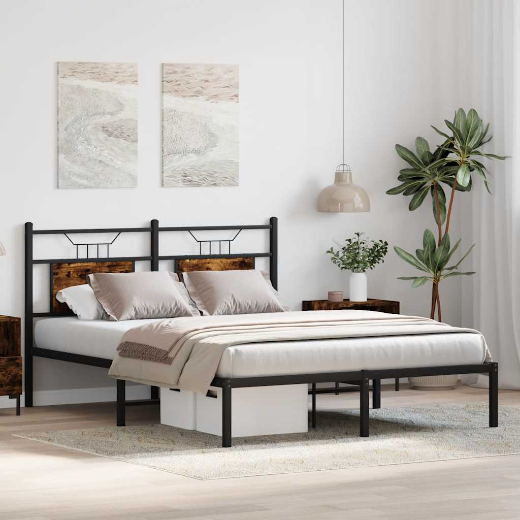 Bedframe zonder matras hout gerookt eikenkleurig 140x190 cm is nu te koop bij PeponiXL, paradijselijk wonen!