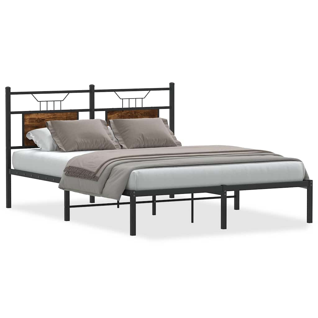 Bedframe zonder matras hout gerookt eikenkleurig 150x200 cm is nu te koop bij PeponiXL, paradijselijk wonen!