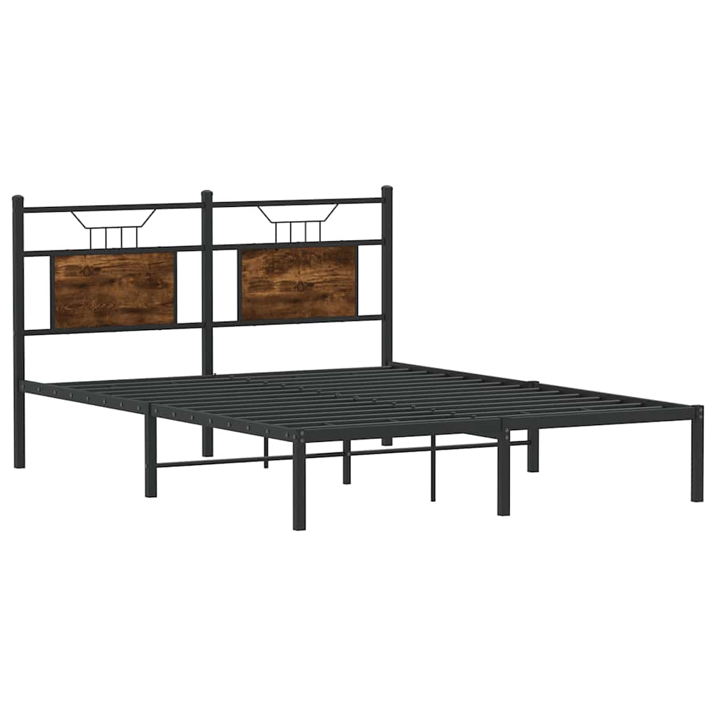 Bedframe zonder matras hout gerookt eikenkleurig 150x200 cm is nu te koop bij PeponiXL, paradijselijk wonen!