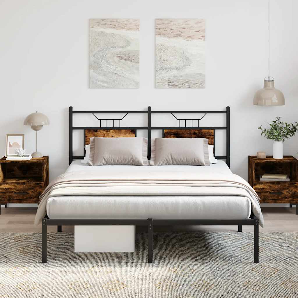 Bedframe zonder matras hout gerookt eikenkleurig 150x200 cm is nu te koop bij PeponiXL, paradijselijk wonen!