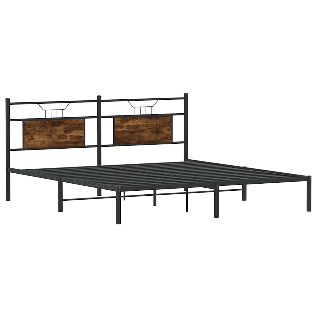 Bedframe zonder matras 183x203 cm spaanplaat gerookt eiken is nu te koop bij PeponiXL, paradijselijk wonen!