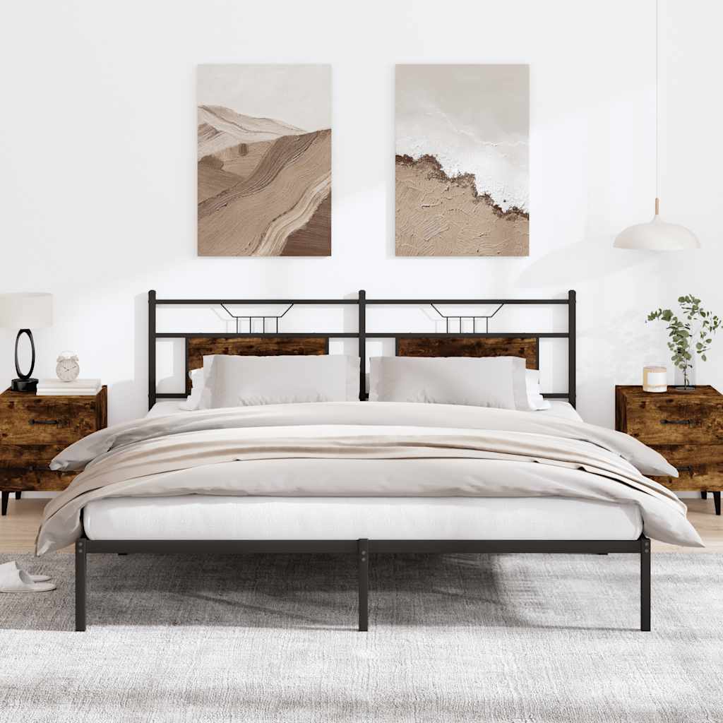 Bedframe zonder matras 183x203 cm spaanplaat gerookt eiken is nu te koop bij PeponiXL, paradijselijk wonen!