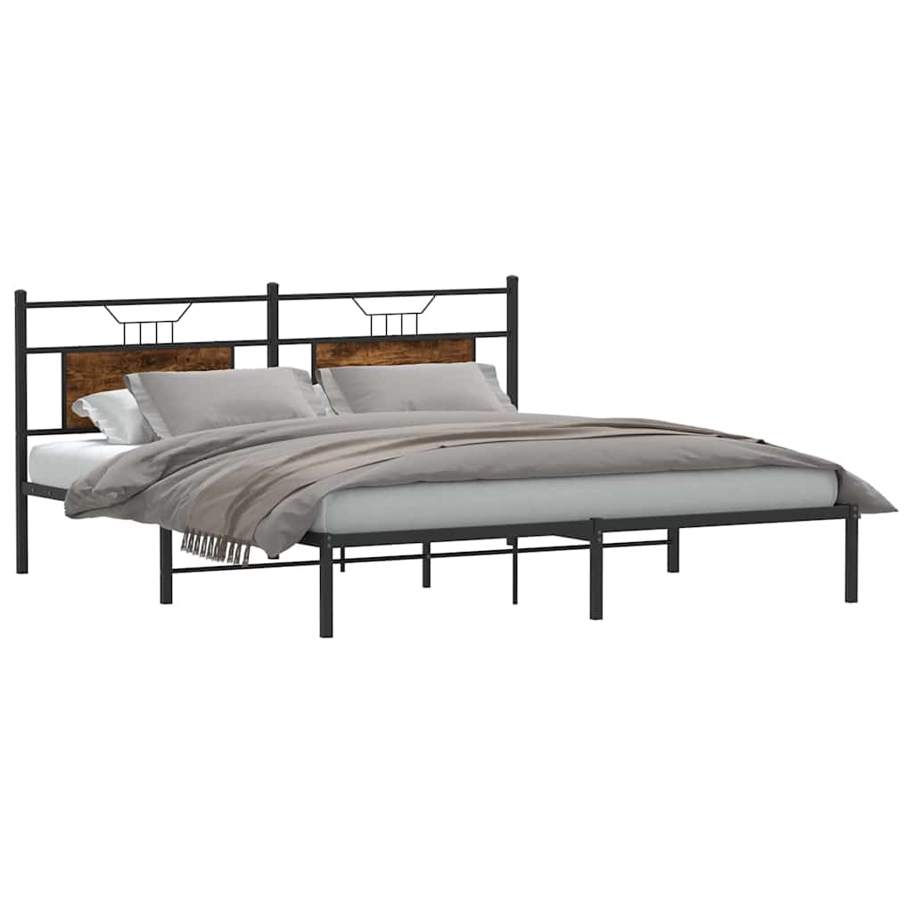 Bedframe zonder matras 183x213 cm spaanplaat gerookt eiken is nu te koop bij PeponiXL, paradijselijk wonen!