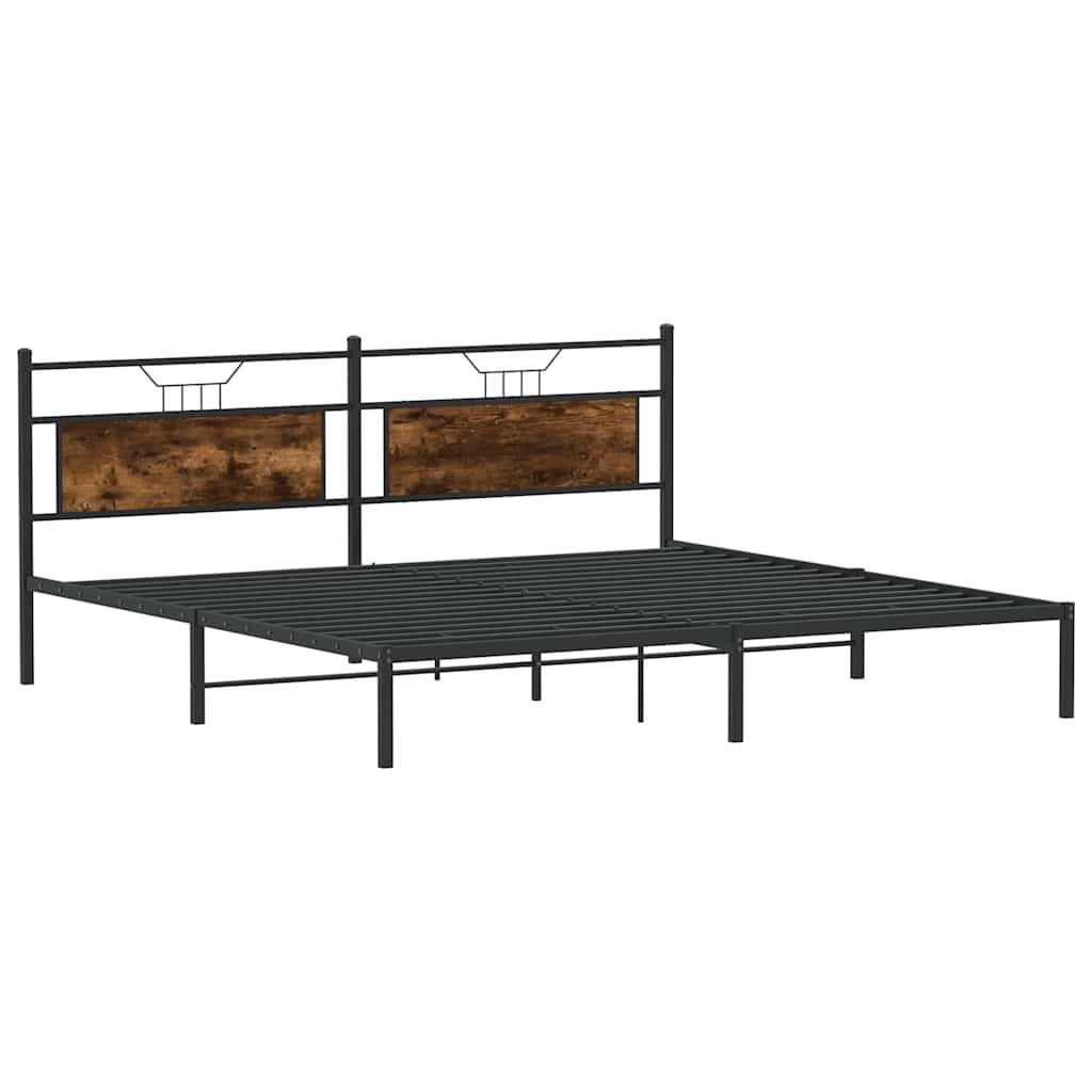 Bedframe zonder matras 193x201 cm spaanplaat gerookt eiken is nu te koop bij PeponiXL, paradijselijk wonen!