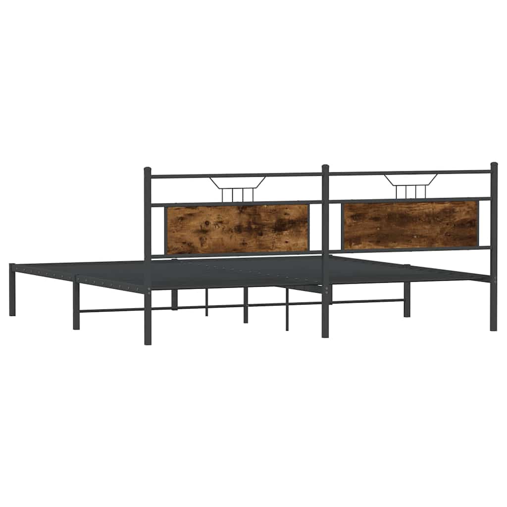 Bedframe zonder matras 193x201 cm spaanplaat gerookt eiken is nu te koop bij PeponiXL, paradijselijk wonen!