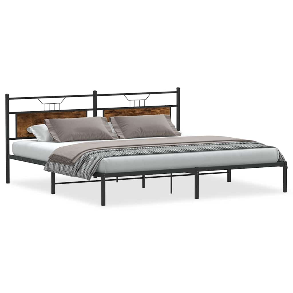 Bedframe zonder matras 200x200 cm spaanplaat gerookt eiken is nu te koop bij PeponiXL, paradijselijk wonen!