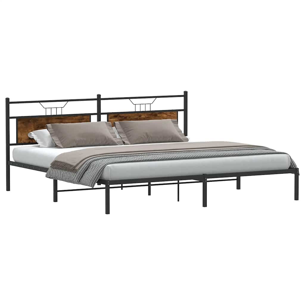 Bedframe zonder matras 200x200 cm spaanplaat gerookt eiken is nu te koop bij PeponiXL, paradijselijk wonen!