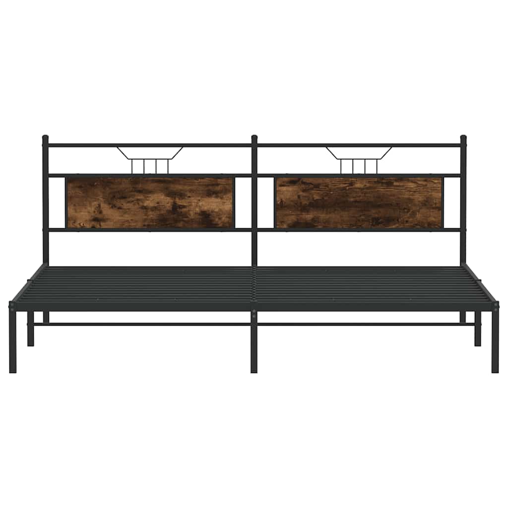 Bedframe zonder matras 200x200 cm spaanplaat gerookt eiken is nu te koop bij PeponiXL, paradijselijk wonen!