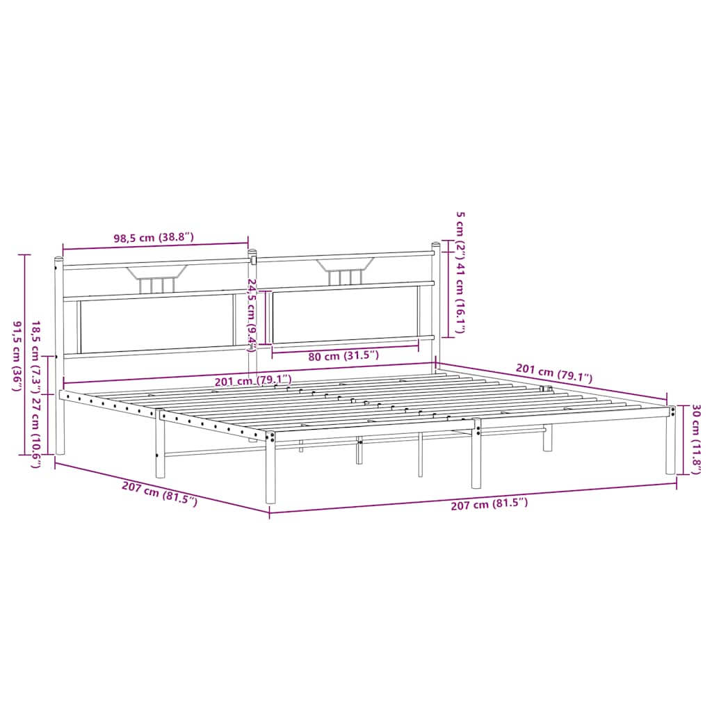 Bedframe zonder matras 200x200 cm spaanplaat gerookt eiken is nu te koop bij PeponiXL, paradijselijk wonen!