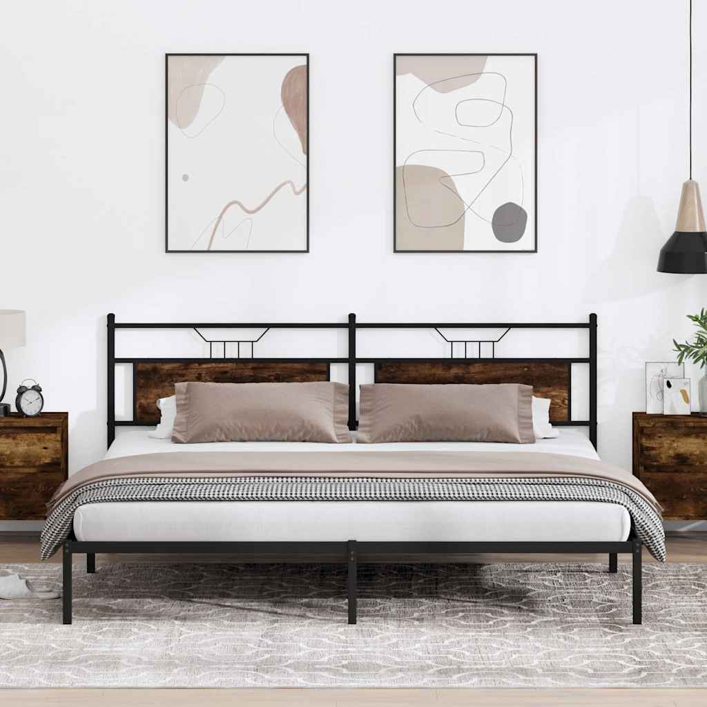 Bedframe zonder matras 200x200 cm spaanplaat gerookt eiken is nu te koop bij PeponiXL, paradijselijk wonen!