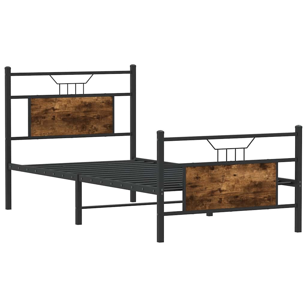 Bedframe zonder matras hout gerookt eikenkleurig 75x190 cm is nu te koop bij PeponiXL, paradijselijk wonen!