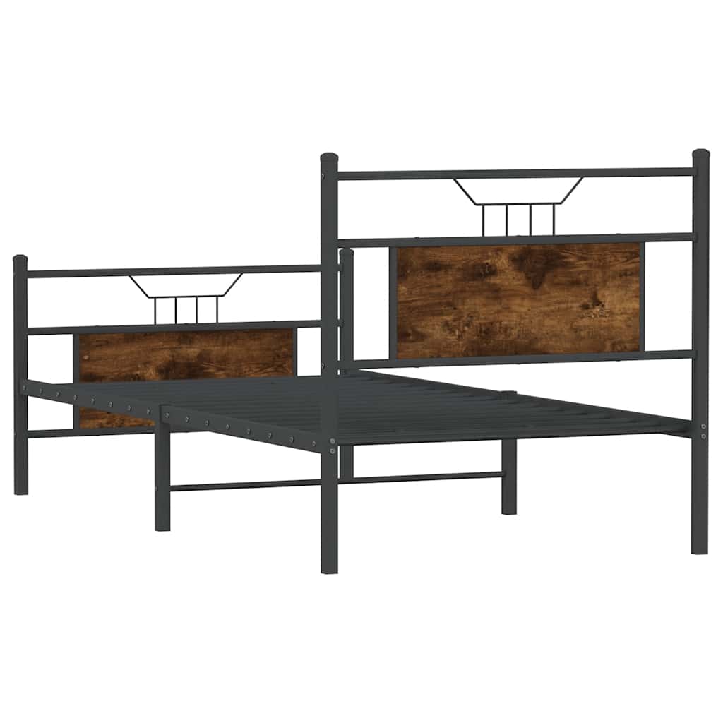 Bedframe zonder matras hout gerookt eikenkleurig 90x190 cm is nu te koop bij PeponiXL, paradijselijk wonen!