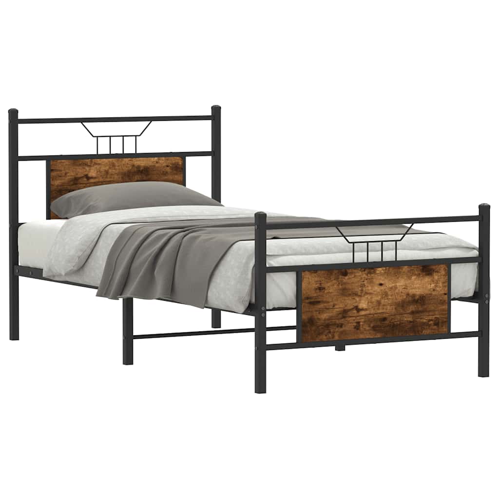 Bedframe zonder matras hout gerookt eikenkleurig 90x200 cm is nu te koop bij PeponiXL, paradijselijk wonen!
