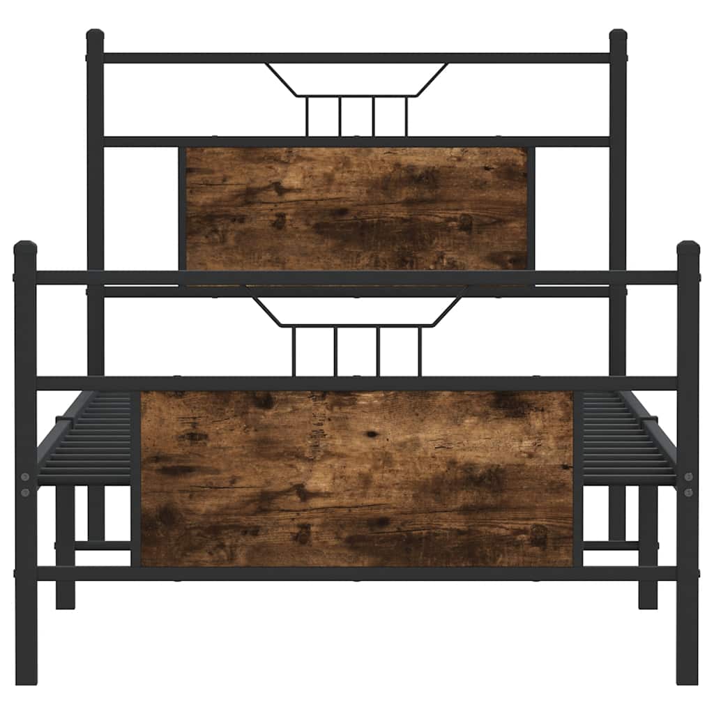 Bedframe zonder matras hout gerookt eikenkleurig 90x200 cm is nu te koop bij PeponiXL, paradijselijk wonen!
