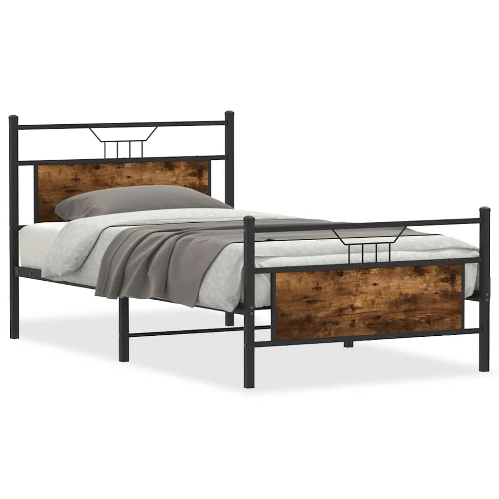 Bedframe zonder matras hout gerookt eikenkleurig 100x190 cm is nu te koop bij PeponiXL, paradijselijk wonen!