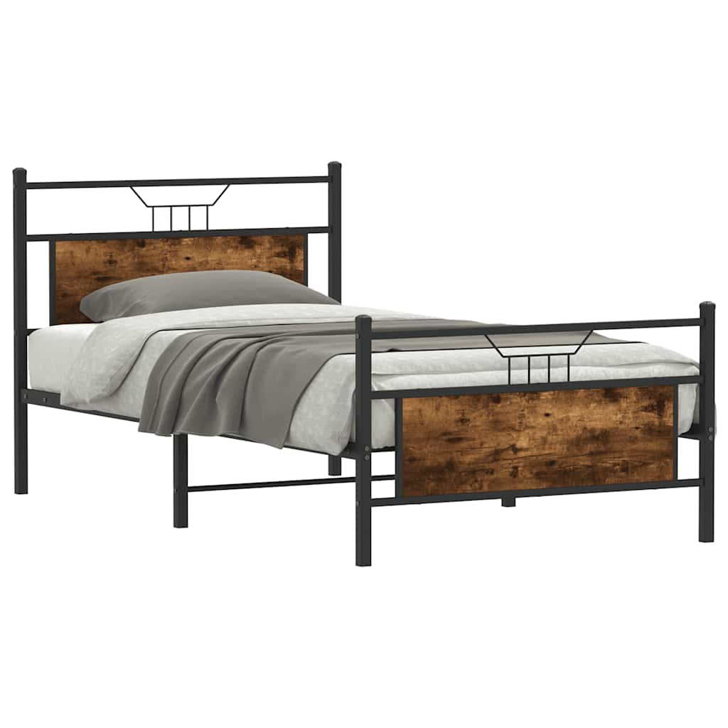 Bedframe zonder matras hout gerookt eikenkleurig 100x190 cm is nu te koop bij PeponiXL, paradijselijk wonen!