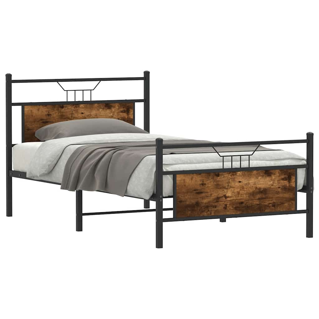 Bedframe zonder matras hout gerookt eikenkleurig 100x200 cm is nu te koop bij PeponiXL, paradijselijk wonen!