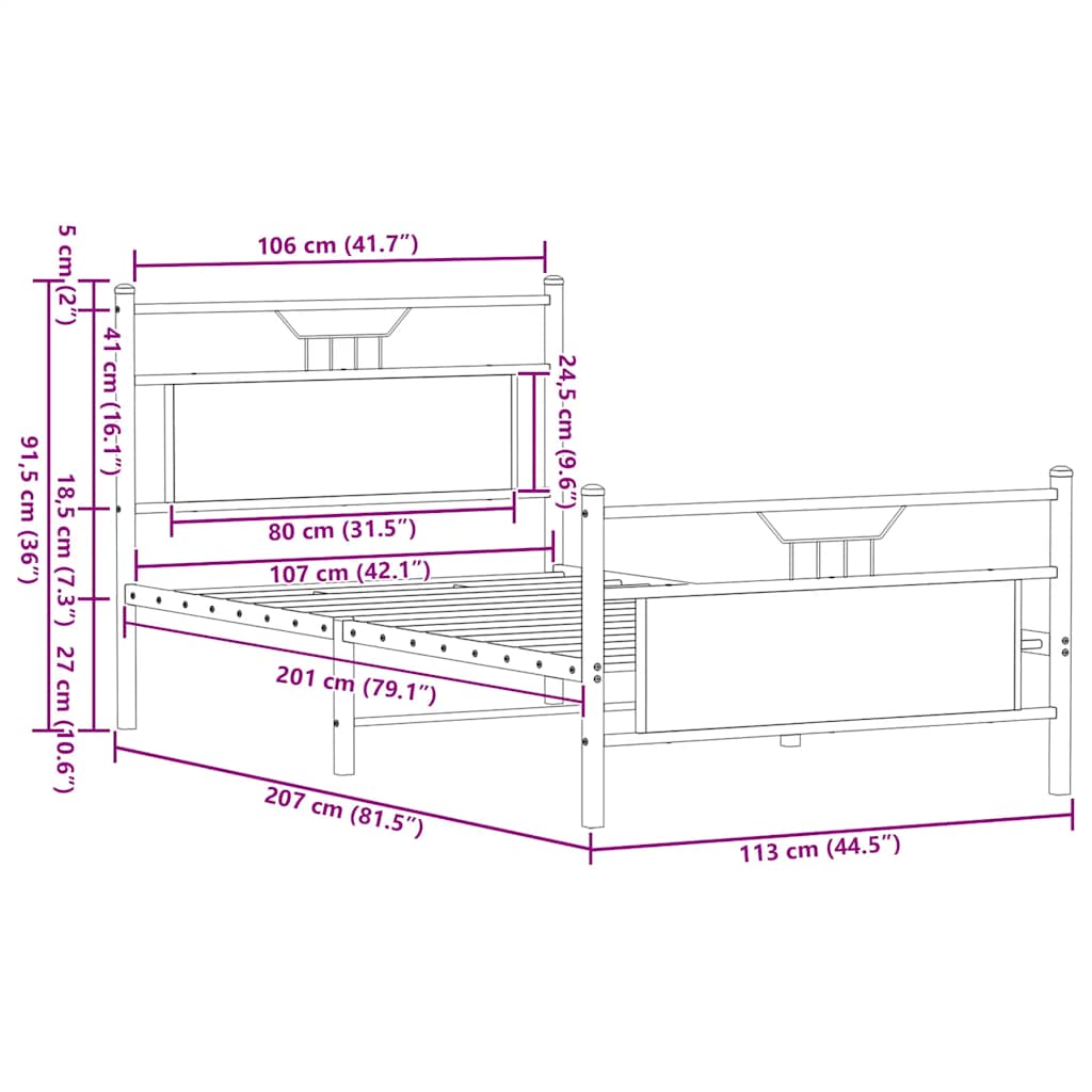 Bedframe zonder matras spaanplaat gerookt eikenkleurig is nu te koop bij PeponiXL, paradijselijk wonen!