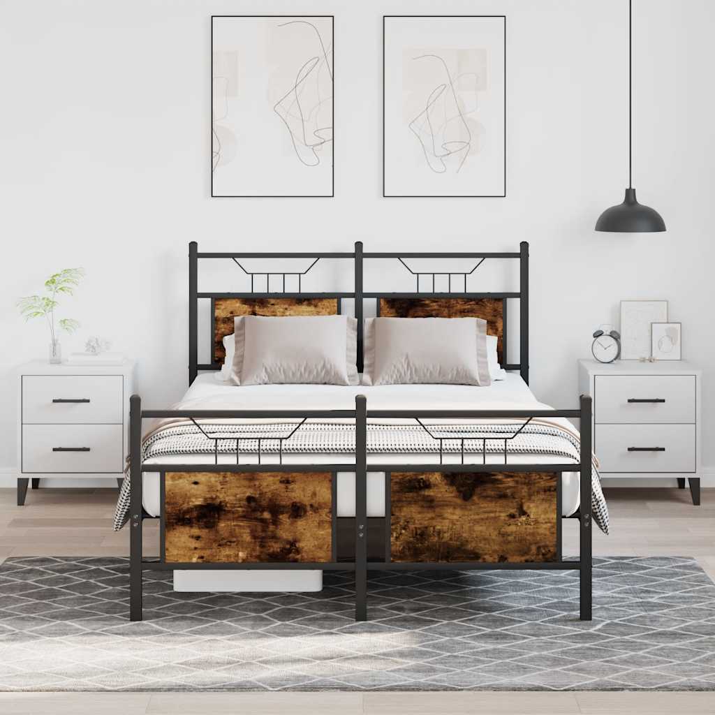 Bedframe zonder matras hout gerookt eikenkleurig 120x190 cm is nu te koop bij PeponiXL, paradijselijk wonen!