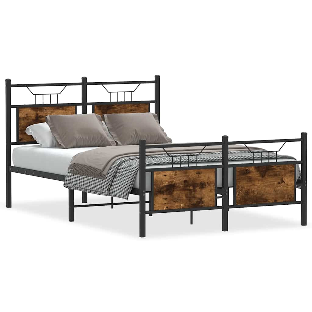 Bedframe zonder matras hout gerookt eikenkleurig 120x200 cm is nu te koop bij PeponiXL, paradijselijk wonen!