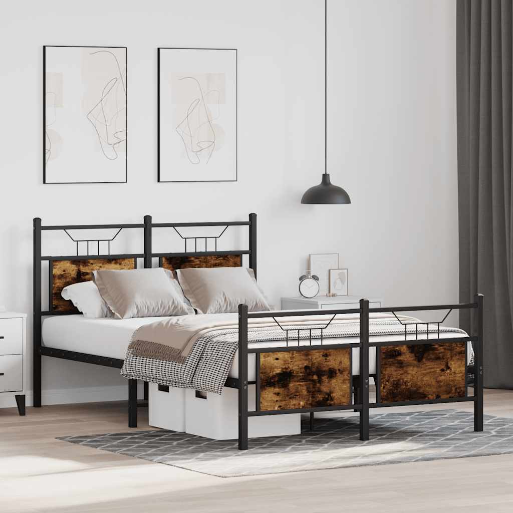 Bedframe zonder matras hout gerookt eikenkleurig 120x200 cm is nu te koop bij PeponiXL, paradijselijk wonen!