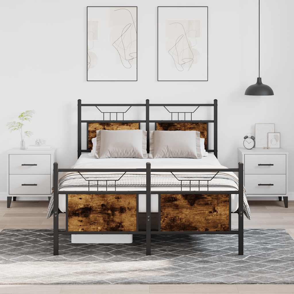 Bedframe zonder matras hout gerookt eikenkleurig 120x200 cm is nu te koop bij PeponiXL, paradijselijk wonen!