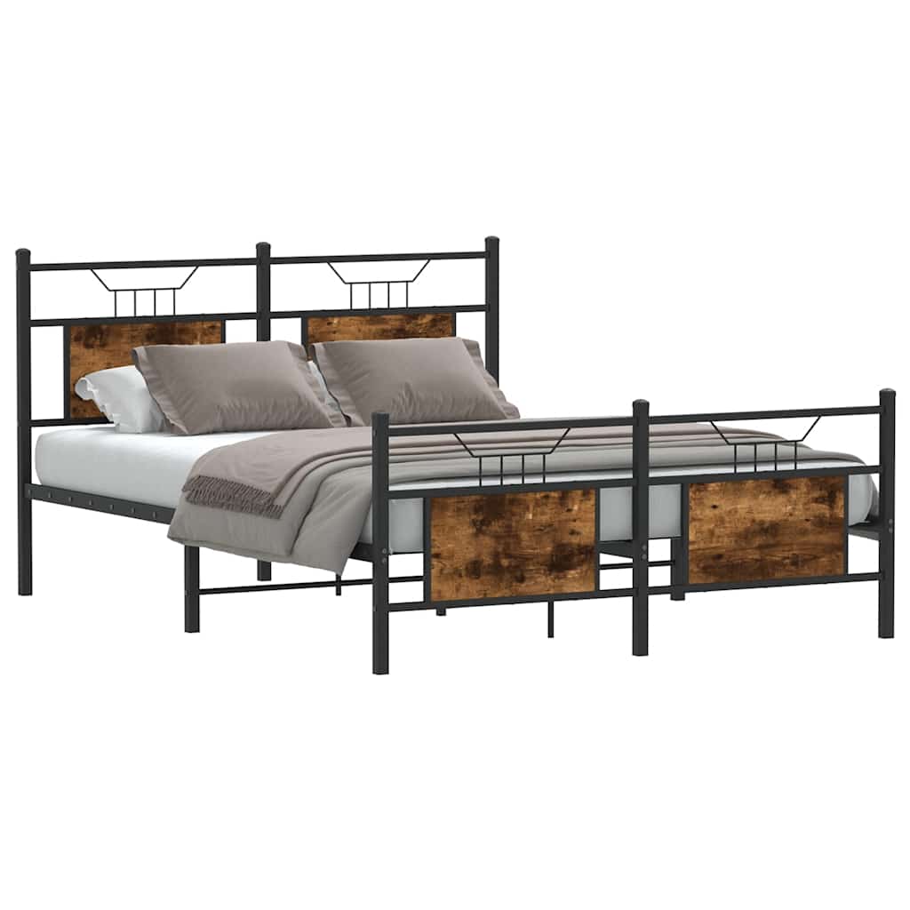 Bedframe zonder matras hout gerookt eikenkleurig 137x190 cm is nu te koop bij PeponiXL, paradijselijk wonen!
