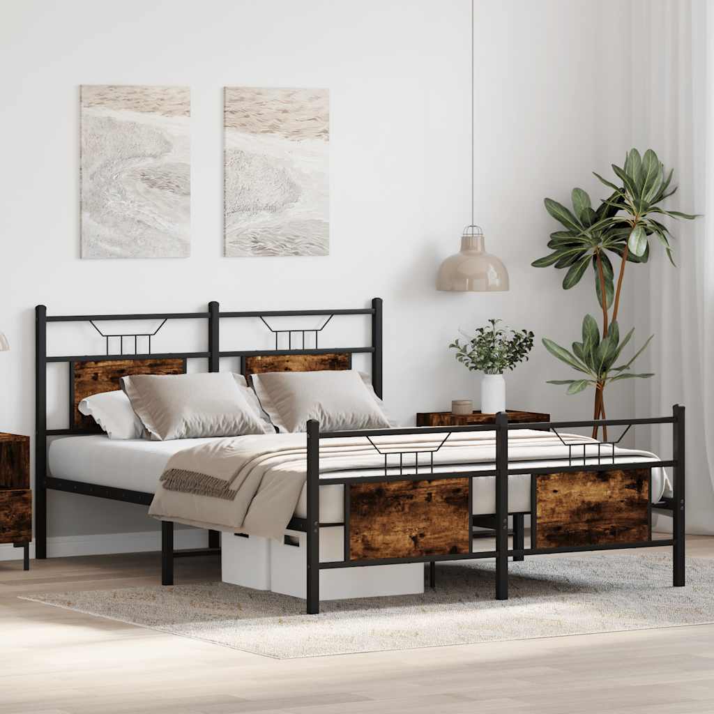 Bedframe zonder matras hout gerookt eikenkleurig 137x190 cm is nu te koop bij PeponiXL, paradijselijk wonen!