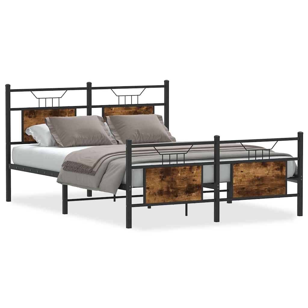 Bedframe zonder matras hout gerookt eikenkleurig 140x190 cm is nu te koop bij PeponiXL, paradijselijk wonen!
