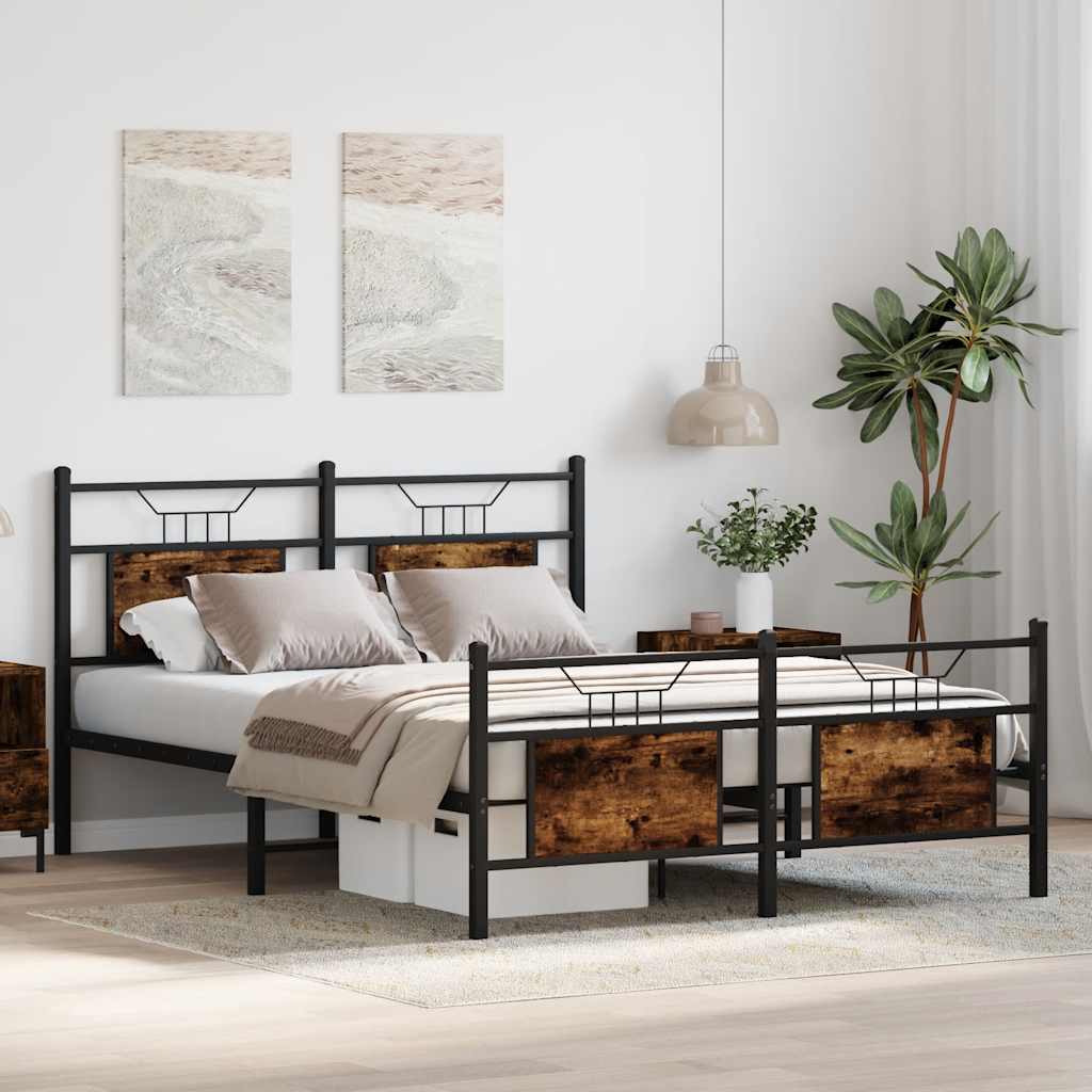 Bedframe zonder matras hout gerookt eikenkleurig 140x190 cm is nu te koop bij PeponiXL, paradijselijk wonen!
