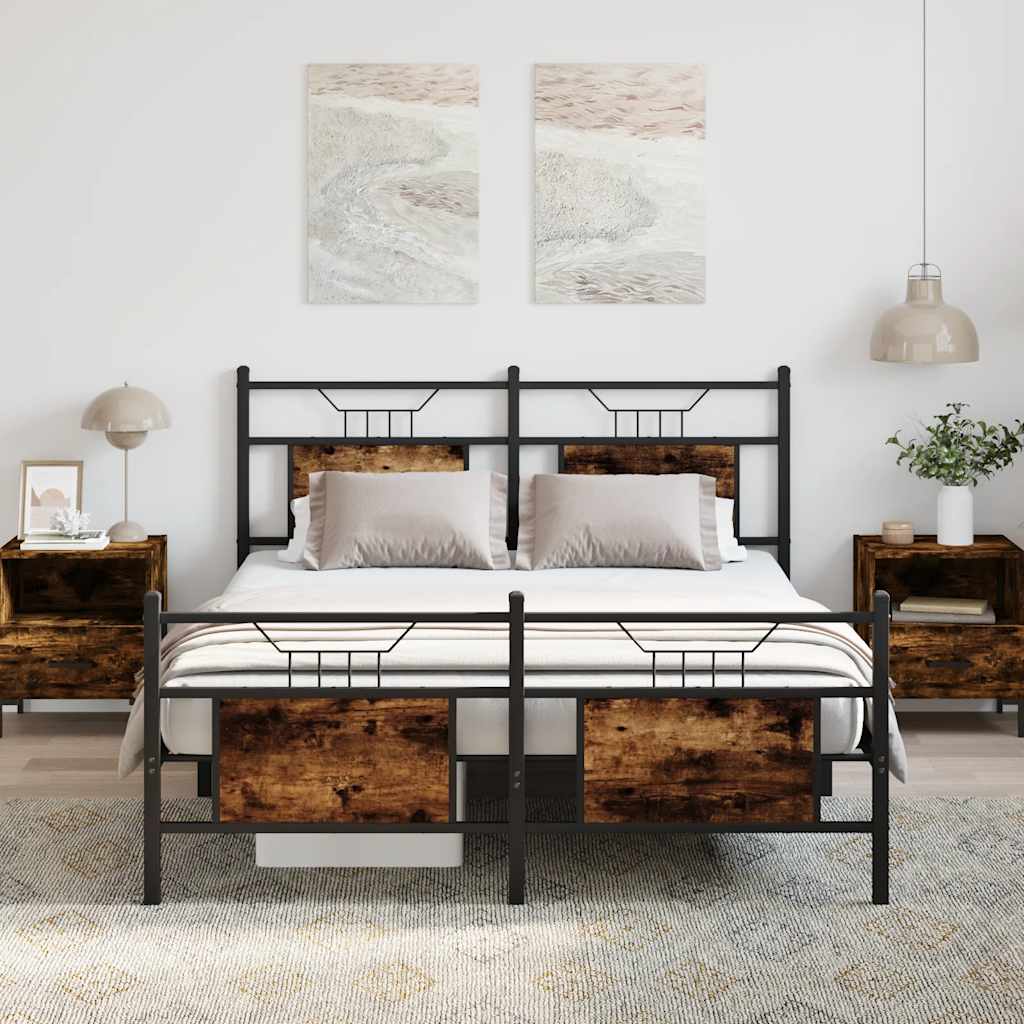 Bedframe zonder matras hout gerookt eikenkleurig 140x200 cm is nu te koop bij PeponiXL, paradijselijk wonen!