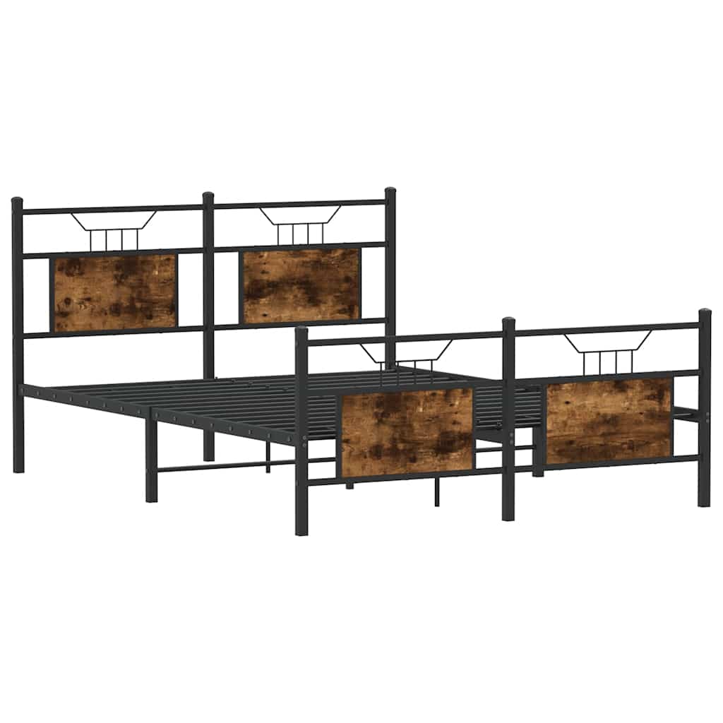 Bedframe zonder matras hout gerookt eikenkleurig 150x200 cm is nu te koop bij PeponiXL, paradijselijk wonen!