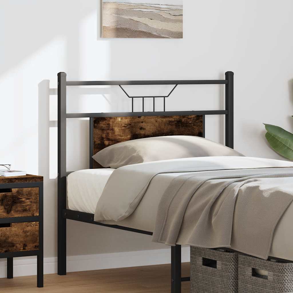Vervangend hoofdbord 80 cm bewerkt hout en staal gerookt eikenkleurig is nu te koop bij PeponiXL, paradijselijk wonen!