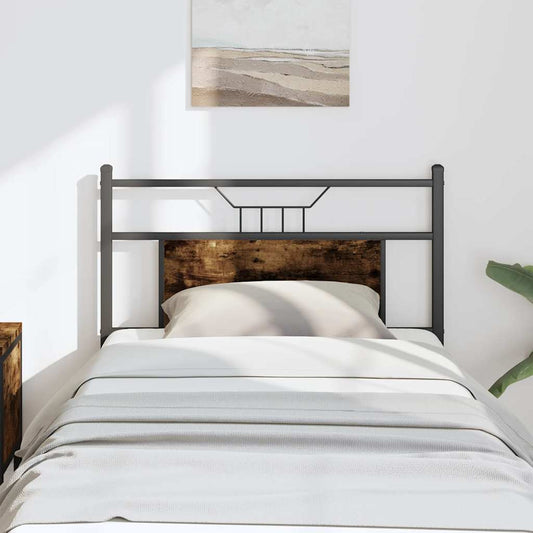 Vervangend hoofdbord 80 cm bewerkt hout en staal gerookt eikenkleurig is nu te koop bij PeponiXL, paradijselijk wonen!