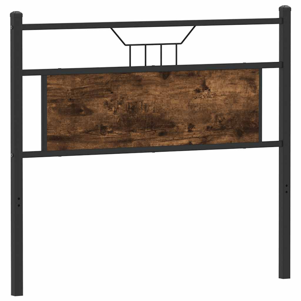 Vervangend hoofdbord 107 cm bewerkt hout en staal gerookt eikenkleurig is nu te koop bij PeponiXL, paradijselijk wonen!