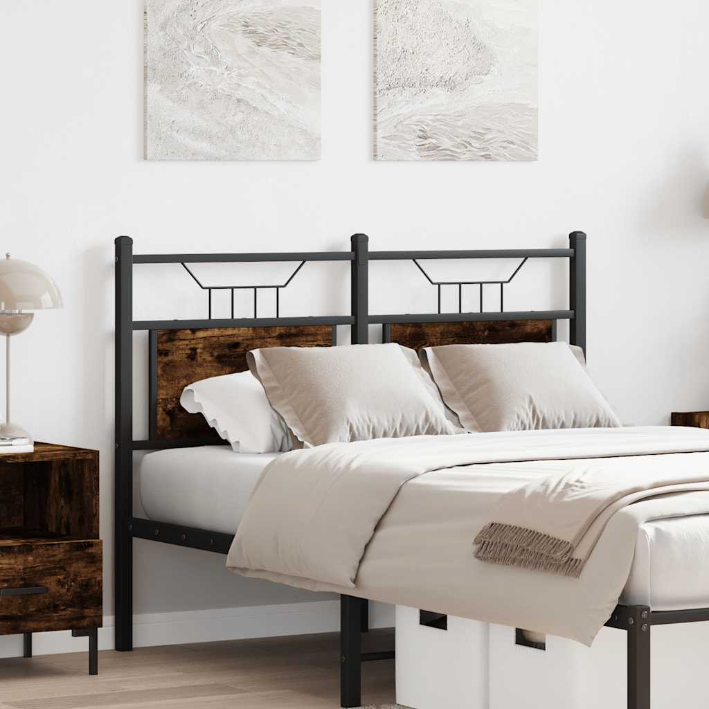 Vervangend hoofdbord 120 cm bewerkt hout en staal gerookt eikenkleurig is nu te koop bij PeponiXL, paradijselijk wonen!