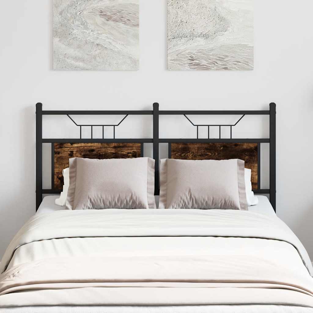 Vervangend hoofdbord 120 cm bewerkt hout en staal gerookt eikenkleurig is nu te koop bij PeponiXL, paradijselijk wonen!