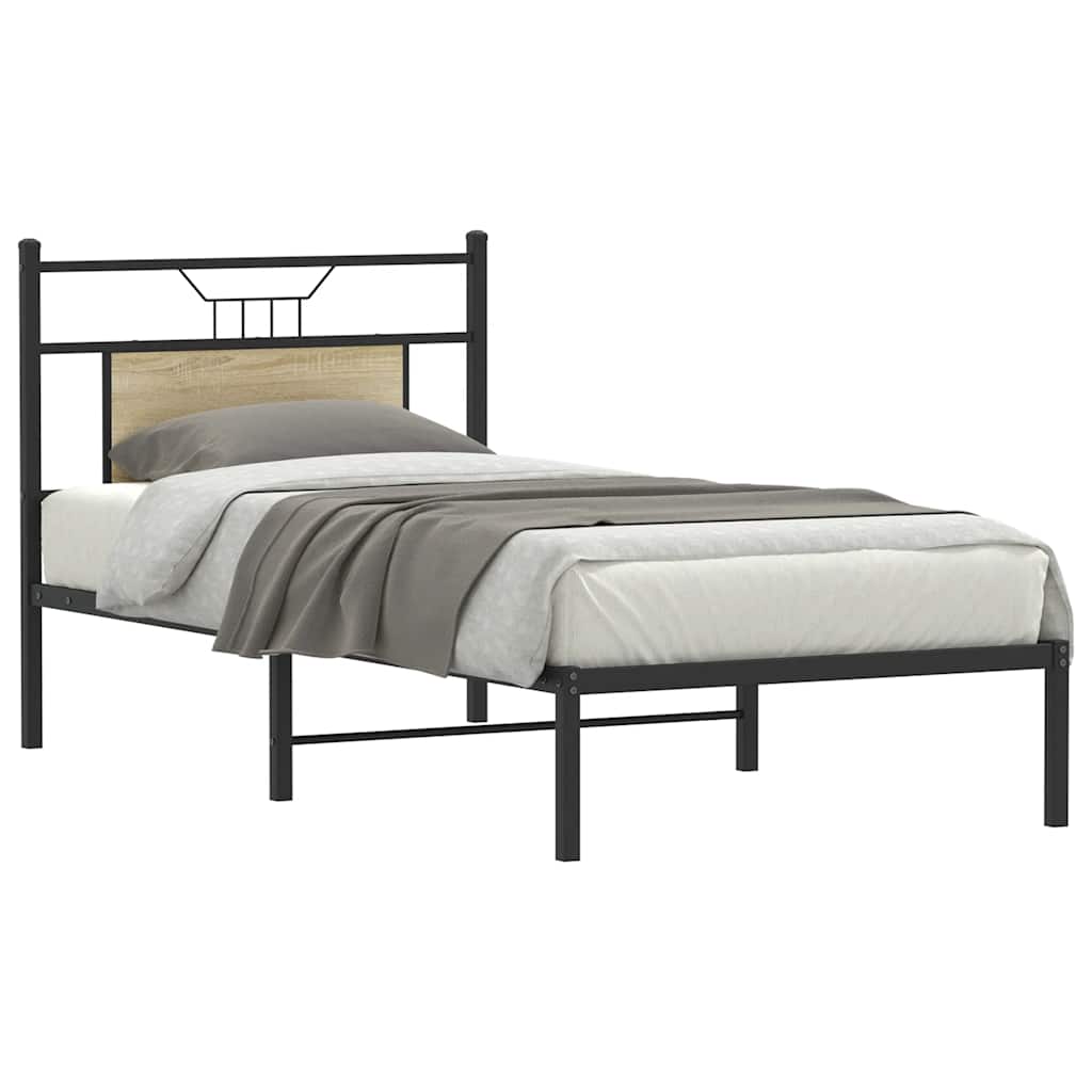 Bedframe zonder matras hout sonoma eikenkleurig 75x190 cm is nu te koop bij PeponiXL, paradijselijk wonen!