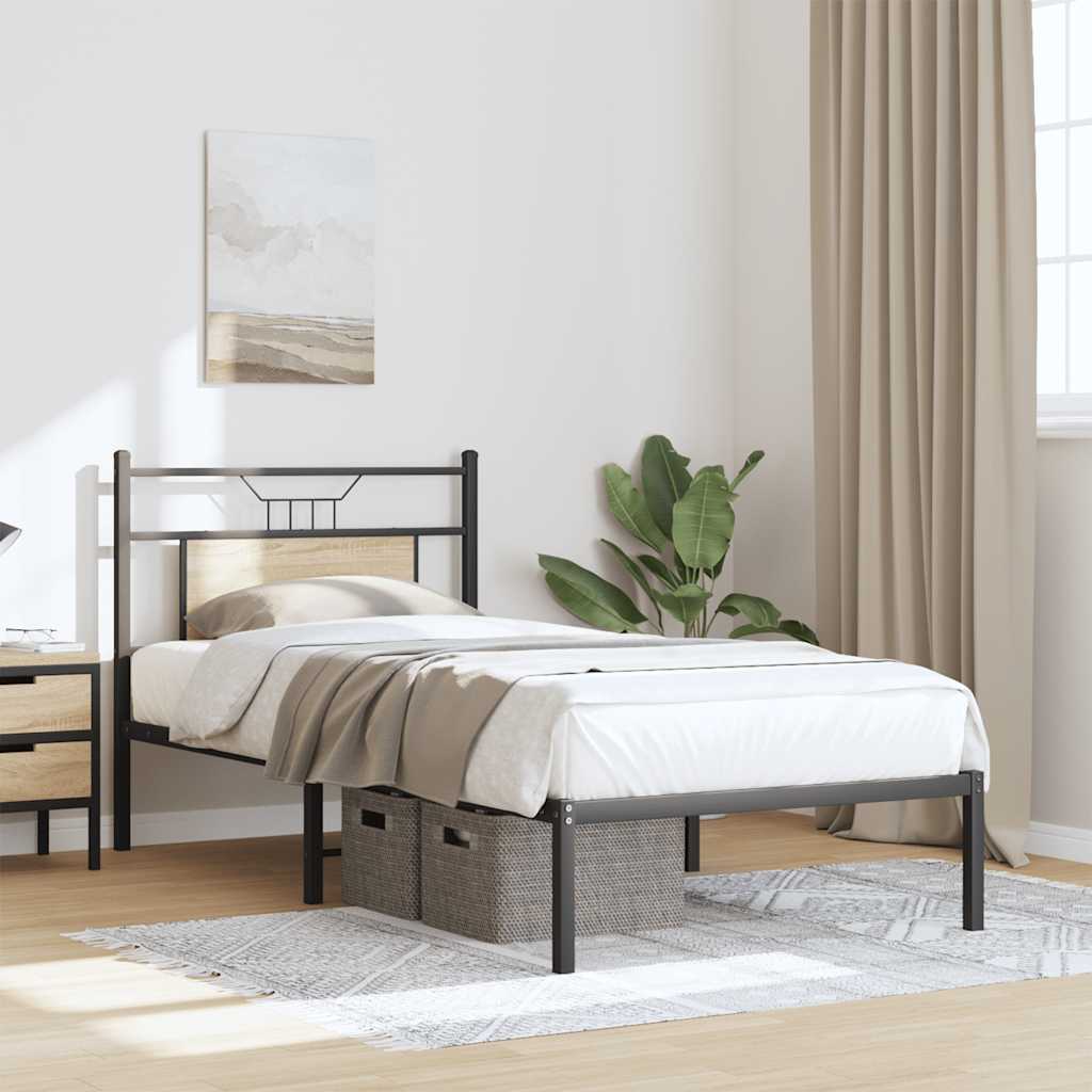 Bedframe zonder matras hout sonoma eikenkleurig 75x190 cm is nu te koop bij PeponiXL, paradijselijk wonen!