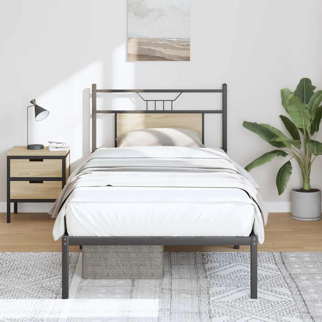 Bedframe zonder matras hout sonoma eikenkleurig 75x190 cm is nu te koop bij PeponiXL, paradijselijk wonen!
