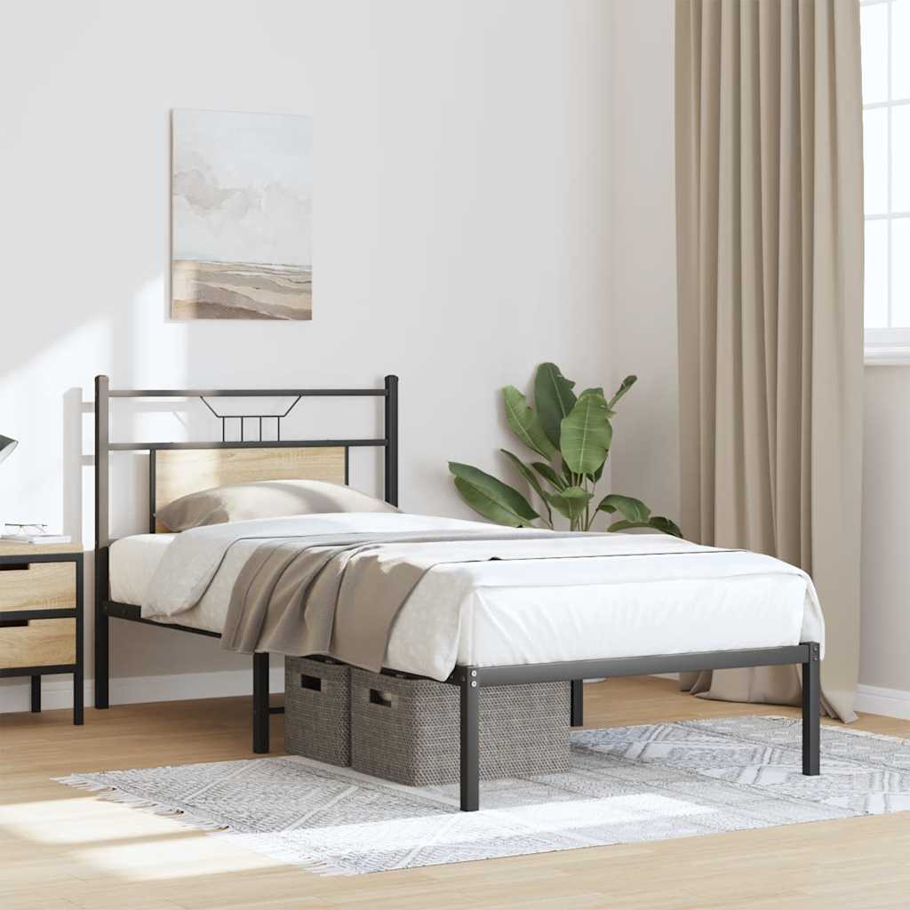Bedframe zonder matras hout sonoma eikenkleurig 80x200 cm is nu te koop bij PeponiXL, paradijselijk wonen!