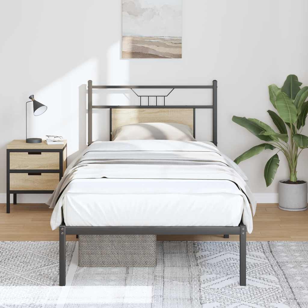 Bedframe zonder matras hout sonoma eikenkleurig 90x190 cm is nu te koop bij PeponiXL, paradijselijk wonen!