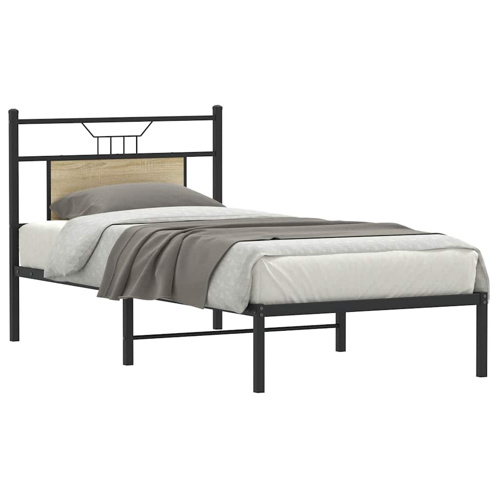 Bedframe zonder matras hout sonoma eikenkleurig 90x200 cm is nu te koop bij PeponiXL, paradijselijk wonen!