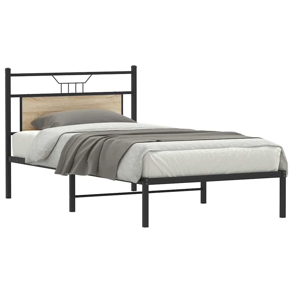 Bedframe zonder matras hout sonoma eikenkleurig 100x190 cm is nu te koop bij PeponiXL, paradijselijk wonen!