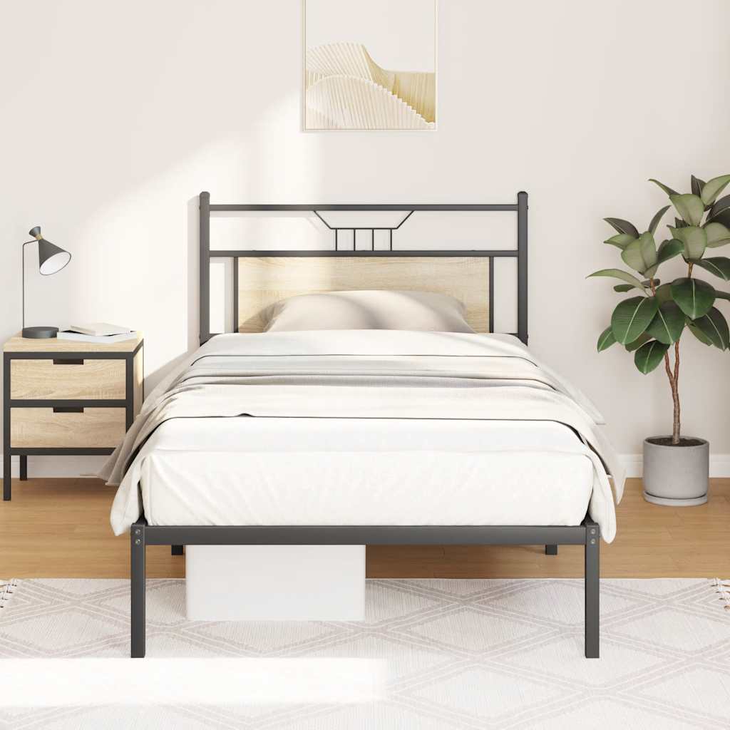 Bedframe zonder matras hout sonoma eikenkleurig 100x190 cm is nu te koop bij PeponiXL, paradijselijk wonen!