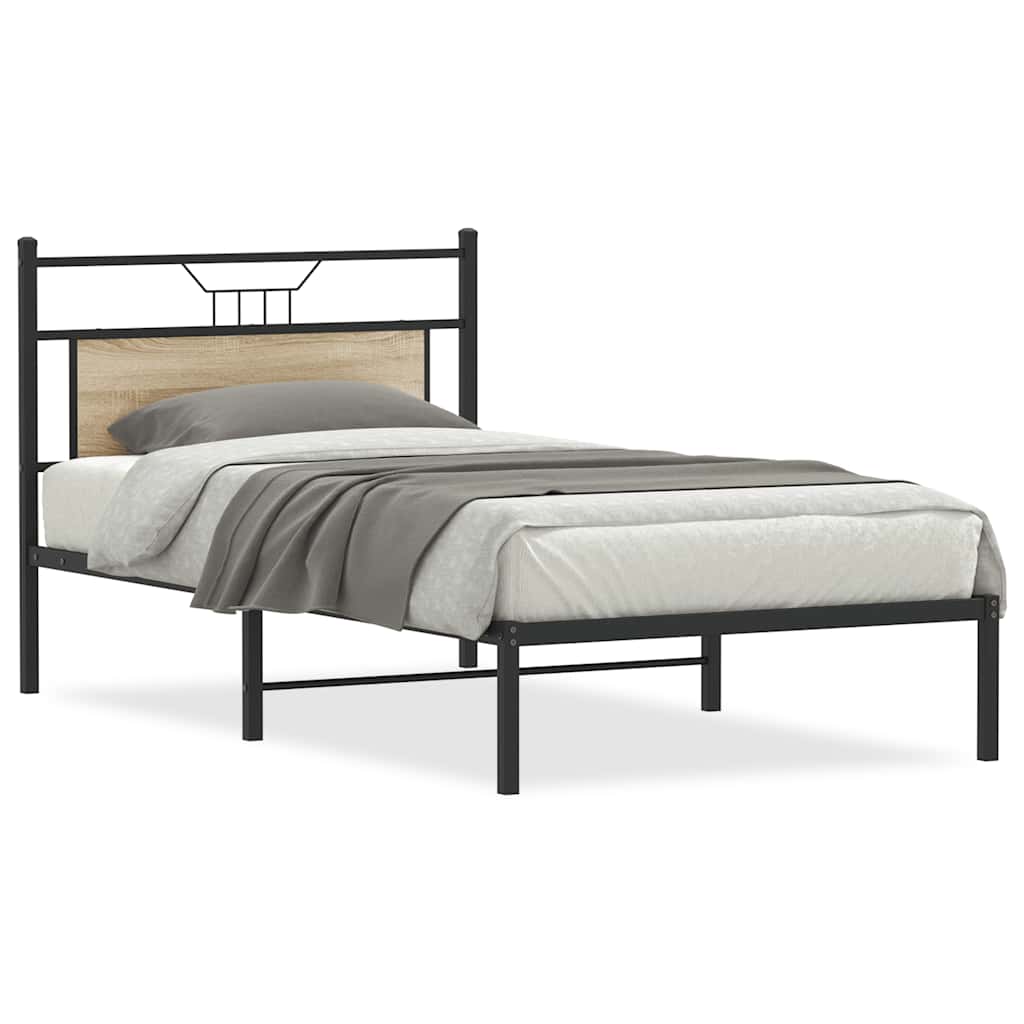 Bedframe zonder matras 107x203cm spaanplaat sonoma eikenkleurig is nu te koop bij PeponiXL, paradijselijk wonen!
