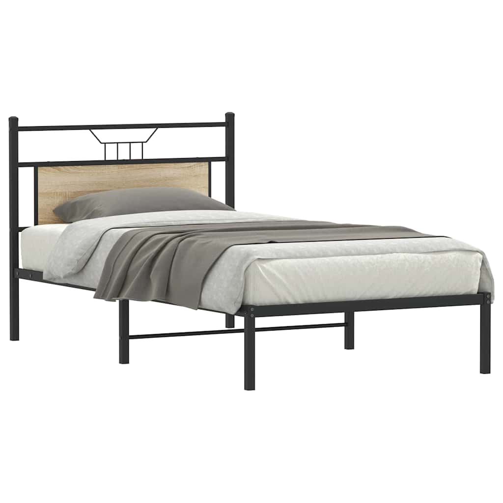 Bedframe zonder matras 107x203cm spaanplaat sonoma eikenkleurig is nu te koop bij PeponiXL, paradijselijk wonen!