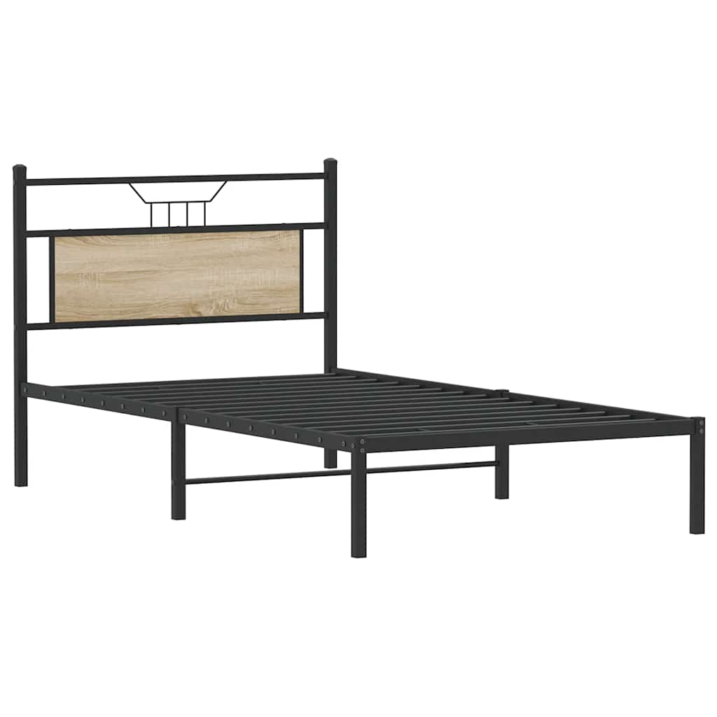 Bedframe zonder matras 107x203cm spaanplaat sonoma eikenkleurig is nu te koop bij PeponiXL, paradijselijk wonen!